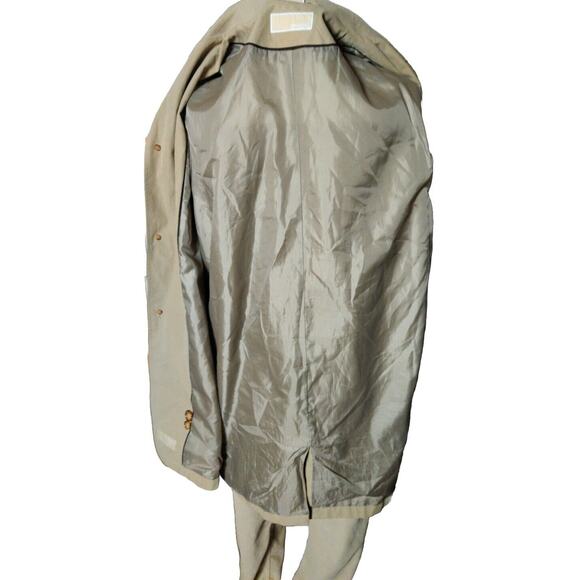Michael Kors Trench/Over Coat Men’s Beige Color Hidden Buttons 2 Pocket Sz Large - Picture 8 of 8